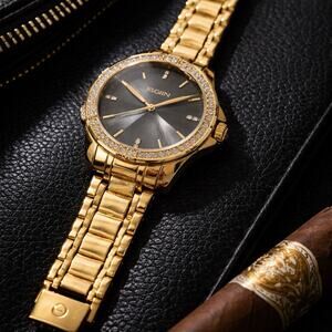 Men's Elgin Statement watch Analog set with crystals # FG10009ST Iced